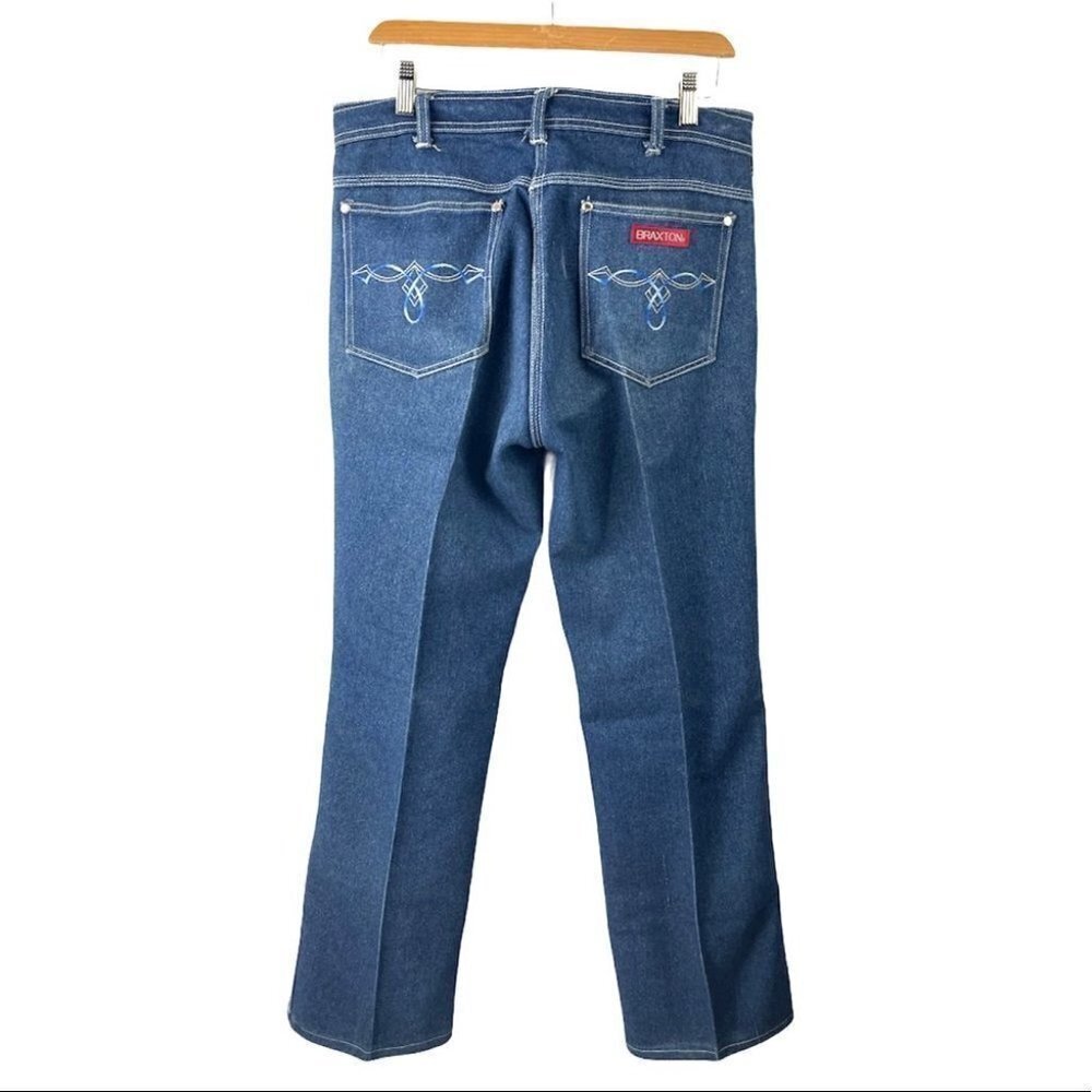 VINTAGE Braxton Ultra High Waisted Straight Leg Bootcut Denim 34 - Picture 3 of 7